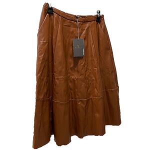 Space Style Concept Vegan Leather Brown Midi Skirt Size Small NWOT